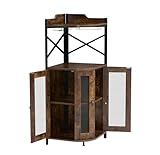MU:4LIFE Gabinete de Bar Esquinero con Soporte para Copas y Puerta de Malla, Mueble para Licores y Bebidas, Mini Cantina...