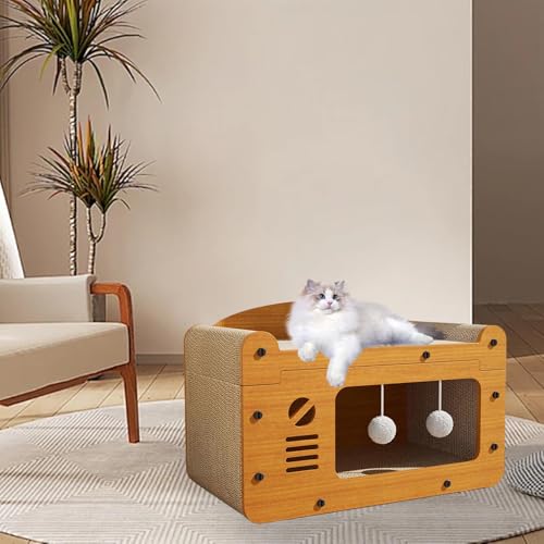 Griffoir pour chat et chaton : lit griffoir d'intérieur 2 en 1 pour meuler les griffes - 5