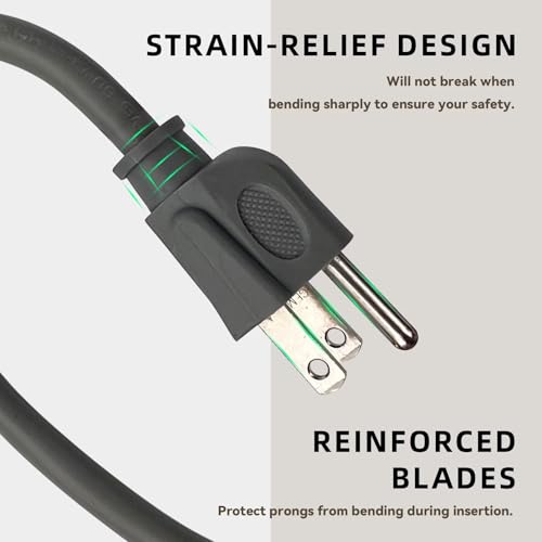 Image of 25ft Outdoor Extension Cord for Christmas Decorations - 16 /3 Heavy Duty SJTW Waterproof Gray Electrical Cable with 3 Prong Grounded Plug for Safety, Great for Lawn and Major Appliances