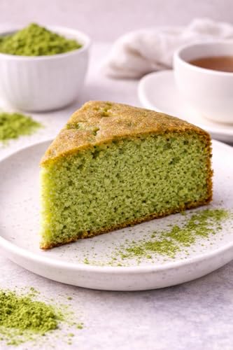 Image of MOM'S BAKERY Matcha Cake 250g | Soft & Moist Green Tea Sponge Cake | Freshly Baked Bakery Style Dessert | Rich Flavor Eggless | Soft & Moist Tea Cake | Made with Premium T45 Flour | Home Baked | No Egg, Vegetarian | Perfect for Tea Time & Snacking