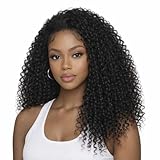 Human Hair Half Wig Kinky Curly - 200% Density, 20 Inch, Glueless Wear & Go, 3 in 1, Flip Over, Headband, Drawstring Wig, Natural Look, Beginner Friendly (Natural Black, 20 Inch, Kinky Curly)