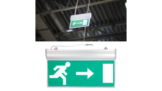 Segnale Uscita Emergenza A LED - Doppia Faccia, Batteria 3h, IP65