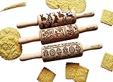 OSTERN 3-er SET Kinder Nudelhölzer Teigrolle für hausgemachtes Gebäck. Nudelholz mit muster. Gravierte Nudelholz von Algis Crafts