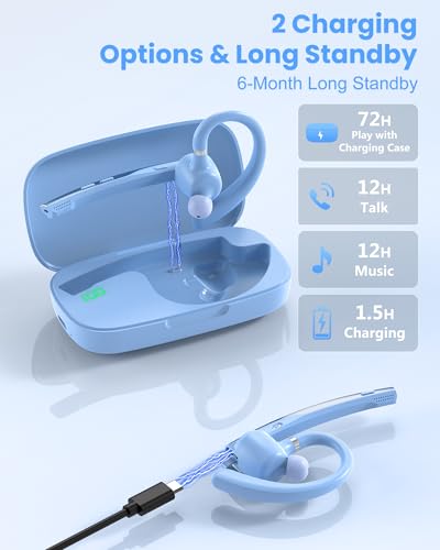 Image of New Bee Bluetooth Headset, Single-Ear Bluetooth Earpiece for Cell Phone Calls, Dual Mic with Mute Button, 72H Talk Time, 500mAh Charging Case Wireless Headset for Phone and Laptop