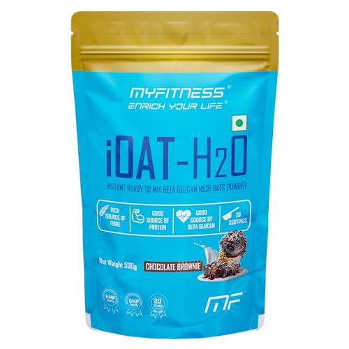 Image of Oats Powder | iOat H2O | Instant Ready To Mix Beta Glucan Rich Flavoured Oats Powder | Breakfast Cereals (500g (Pack Of 1), Chocolate Brownie)