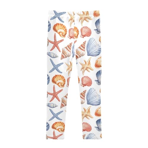 Girls Leggings Shells and Starfish Beach Soft Toddler Leggings for Girls Kids Pants Size 4T-10T2