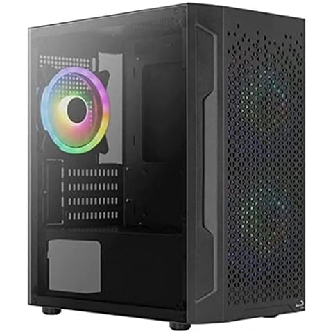 Aerocool Trinity Mini, Mini ATX Tower Case, Tempered Glass Side Panel, 1 x 12cm FRGB Fans, 2 x FRGB Fans, Black Cover