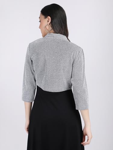 Image of Women's Short Stretchable Shrug with Collar Neckline