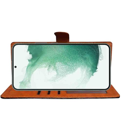Image of Flip Cover Back Case for Samsung Galaxy S22 5G | Premium Leather Finish | Inbuilt Pockets & Stand | Flip Cover Back Case for Samsung Galaxy S22 5G (CamelBlack)