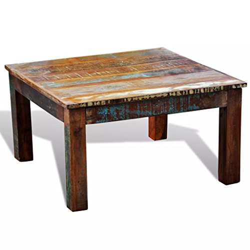 Festnight Rustic Coffee Table Reclaimed Wood Sofa And Couch End Side Table For Living Room Home Furniture (Square) #TOP4
