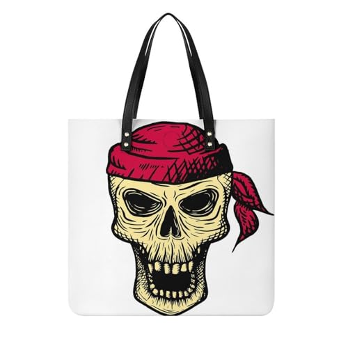 Sac à main rouge imprimé crâne : le tote bag 39x39cm au style rock affirmé