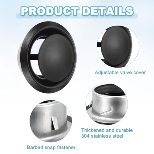 Bouche d'aération 304 inox PATIKIL, diffuseur de plafond durable pour cuisine