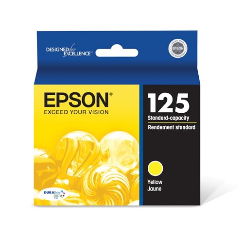EPSON 125 DURABrite Ultra Ink Standard Capacity Yellow Cartridge (T125420) Works with Stylus NX-125, NX-127, NX-130, NX-230, NX-420, NX-530, NX-625, WorkForce WF-320, WF-323, WF-325, WF-520