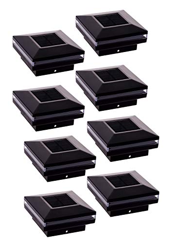 GreenLighting 8 Pack Revolve Low Profile Solar Powered LED Post Cap Light for 4x4 or 5x5 Posts (Black)