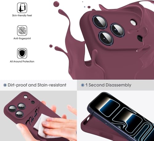 Image of DIZORO Compatible for iPhone 17 Pro Case,Classic Liquid Silicone Mobile Phone Case,Integrated Camera Control Button,Anti-Scratch Soft Microfiber Lining, Ice Wine Red