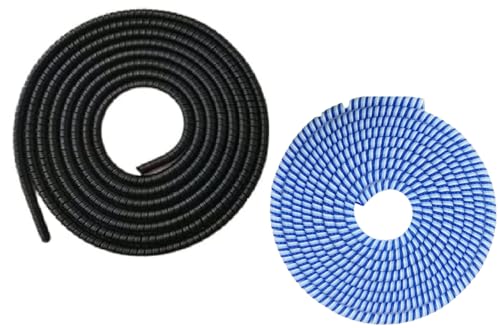 Image of Spiral Cable Protector, Data Cable Protective Sleeve, Headphone Saver, Charger Protective Cover, Wire Repair /Strain Relief Cable Wrap Tube for USB Data Cable Headphone Cable (Blue+Jet Black)
