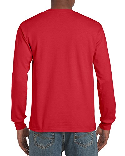 Gildan Men's Ultra Cotton Adult Long Sleeve T-Shirt, 2-Pack, red, 2X-Large