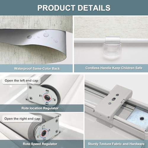Image of AOSKY Blackout Cordless Roller Shade for Windows, 20 inchW x 72 inchH, Linen Cream