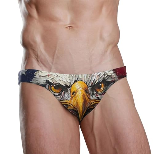 Men's Bald Eagle American Flag 4th of July Swim Briefs Bikini Swimsuit S 202b54952