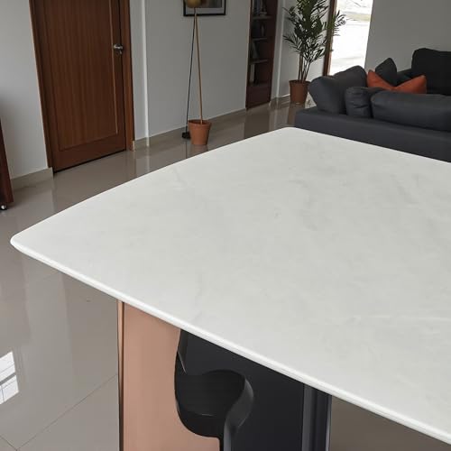 Image of The Attic Grand Opulent Dining Table with Dual Tone Metal Base - Modern Luxury Rectangular 6 Seater Dining Table for Home & Restaurant