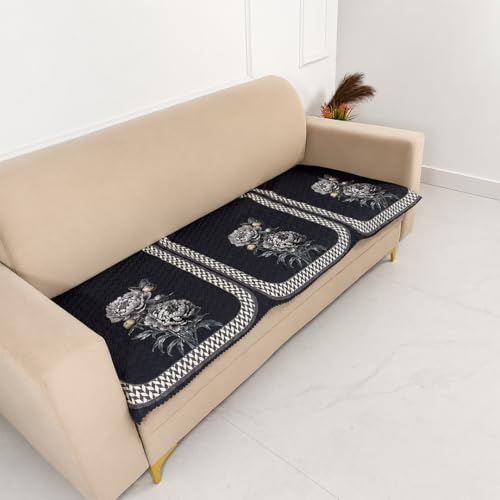 Image of Homerz 'Brooklyn Series' Premium Sofa Cover | Quilted Floral Design | Non-Slip Washable Sofa Protector | Soft Anti Slip Fabric (Ny Grey, 3 Seater, Only Seat Cover)