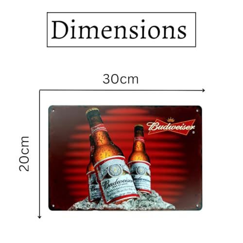 Image of Eazywagon Decorative Retro Metal Signs Wall Plate - 12x8 Inch (Budwiser Bottles) | Weatherproof Vintage Metal Sign Plate for Cafe, Home, Bar, Garage | Decorative Wall Hanging Sign Board