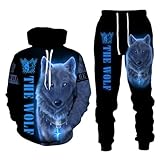 Conjunto deportivo de 2 piezas para hombre, diseño de lobo en 3D, para correr, casual, para hombre, A-02, 4XL