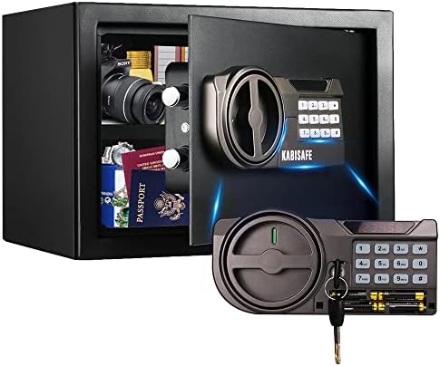KABISAFE Security Safe Box with Sensor Light, Cabinet Home Fireproof Safe with Double Digital Keypad Safety Key Lock for Home Business Office Hotel Money Document Jewelry Passport