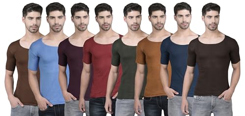 Image of Dollar Lehar Men Combed Cotton Round Neck with Sleeve Vest -Colour May Vary