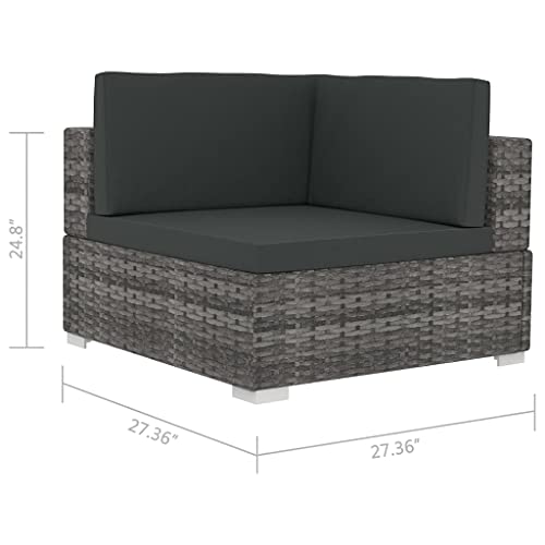 Yuhi-Hqyd 2 Piece Patio Sofa Set With Cushions,Outdoor Sofa,Modular Sectional Sofa,Outdoor Patio Furniture,Front Porch Furniture,Lawn Furniture, Poly Rattan Gray #TOP26
