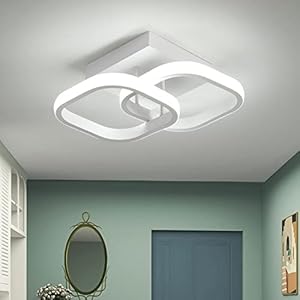 Plafonnier LED,Moderne Lampe de plafond 24W 2520lm,Acrylique Luminaire Plafonnier,Lampe de Lustre pour Couloir Coucher Salle de Bains Cuisine Salon maison porche extérieur,Blanc Froid 6000K,L24*W24cm