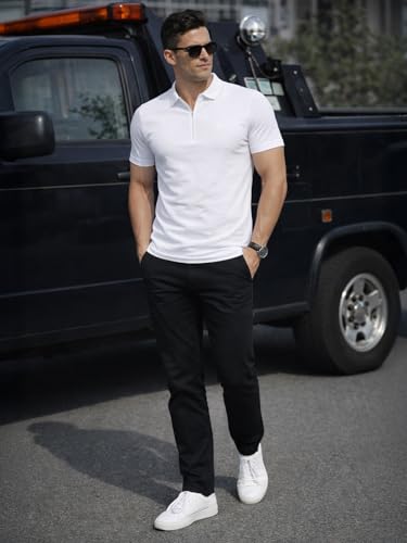 Image of Veirdo Men's Regular Fit Interlock Polo T-Shirt, Cotton Fabric, Half Sleeves,Stylish Collared Neck, Perfect for Casual and Office Wear, Soft, Comfortable (S-2XL)