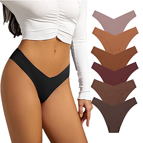 Abandi Women’s Seamless Underwear No Show Bikini Panties V Shape Cheeky Hipster Underwear Invisible Briefs,Coffee Size Xxs #TOP5