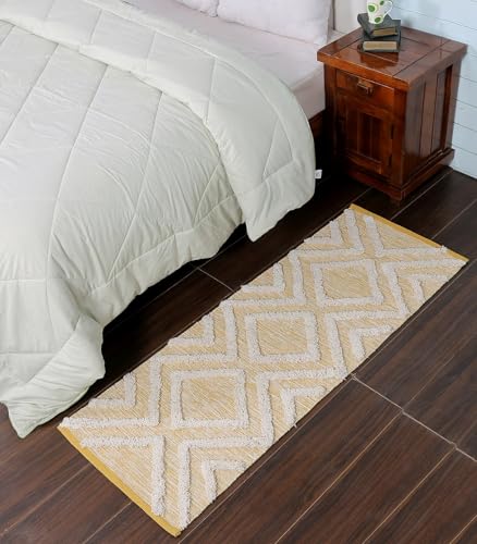 2x5 100% Cotton Floor Runner Rug for Bedroom, Living Room & Kitchen | Anti Skid Non Slip Carpet Mat, Washable Home Decor Runner for Bedside, Sofa, Hal