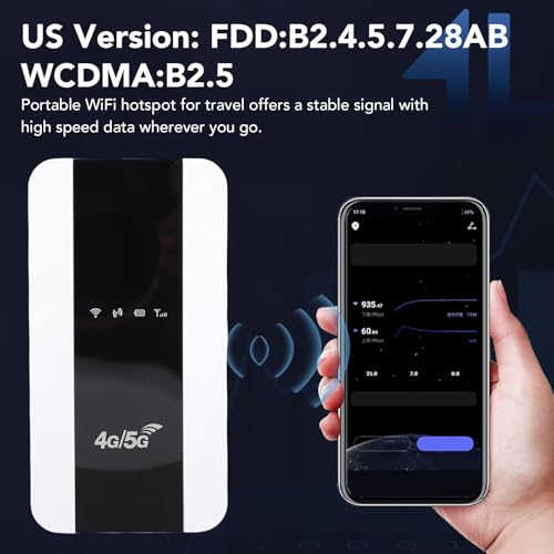 Image of 4G 5G WiFi Hotspot, Portable Travel Router with 3000mAh Battery SIM Card Slot, for Smartphones Tablets Laptops Home Travel Outdoor 150Mbps 10 Devices (US Version)