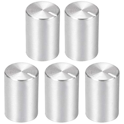 sourcing map 5St Knopf Alu Lautstärkeregler Potentiometer Rändelwelle Drehknopf 10mmx15mm Silber Cover