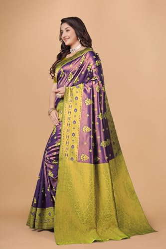 Image of Traditional Banarasi Silk 5.50 Meter Saree With 0.8 Meter Unstitched Blouse Piece For Wedding, Family Function, Festival And Special Occasion