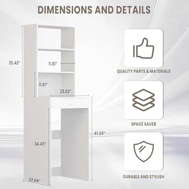 Mini Fridge Cabinet with Storage Shelves and Microwave Space ¨C Free Standing Cabinet with Drawer for Kitchen, Dorm, or Bar Use
