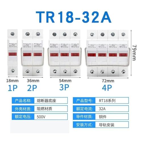 Base de fusible RT18-32X évite la surchauffe réseau 63A 2P