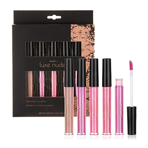 Colorco Expressions 5Pc Luxe Nudes Luxurious Lip Gloss Set Of 5 Collection - Brilliant Shea Butter Lip Moisturizer, Metallic Finish Berry Hue Aesthetic Makeup For Women #TOP1