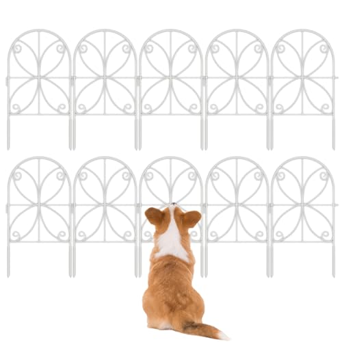 Valla de Jardín,10 Unidades de Borde Metálico Antioxidante para Cercado - Accesorios de Jardín Resistentes, Decoración Exterior Impermeable para Cercado Temporal de Mascotas