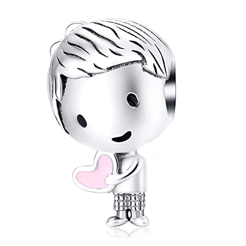 El Mejor Listado de Adornos con cuentas de esta semana. 31 Annmors Cute Boy Charms 925 Pulsera de plata esterlina para mujer Adorno con cuentas Adecuado para Pandora Pulsera Collar Colgante Regalo de cumpleaños de San Valentín