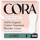 Cora 100% Organic Cotton Topsheet Bladder Liners (144 Long Bladder Liners)