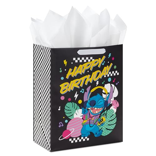 Hallmark Disney 13 Large Birthday Gift Bag with Tissue Paper (Lilo and Stitch) for Kids Grandchildren Friends