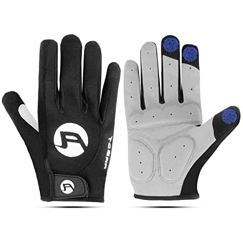 Cycling Gloves, Full Finger Running Gloves with Shock-Absorbing Cushion, Waterproof And Windproof Bike Gloves, Touchscreen Cycling Gloves For Men Suitable For Cycling, Horse Riding, Running(L) Cover
