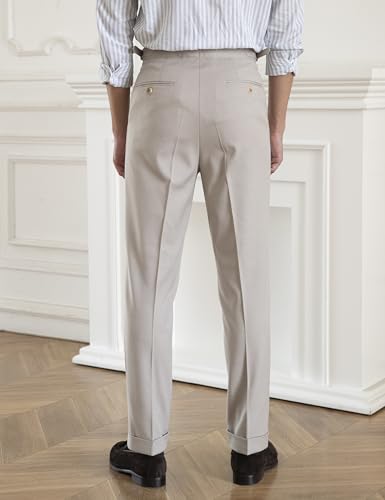 Men's Gurkha Naples Italian Old Money Style No Need to tie a Belt High Waisted Dress Pants2