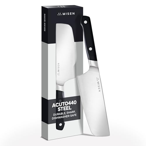 Misen 5.5” Nakiri Knife - Japanese Vegetable Knife, AICHI ACUTO440 High-Carbon Stainless Steel - Razor-Sharp 14° Edge - Compact, Rust-Resistant Kitchen Knife for Chopping, Slicing & Meal Prep - Black
