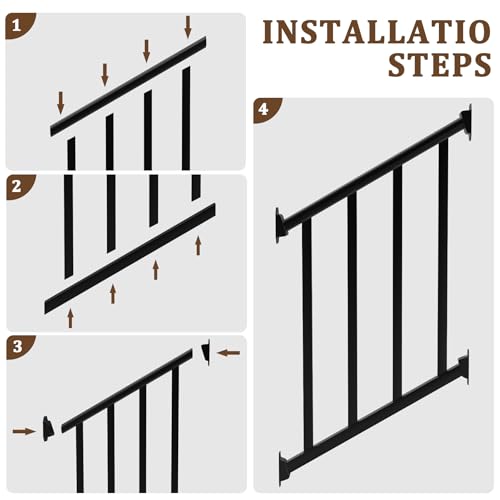 Metty Metal 2Ft W x 36in H Stair Deck Railing Kit, Textured Black AAMA2604 Powder Coat, IBC Certified Guard Rail for Deck Porch Balcony Patio Outdoor by Metty Metal - Used condition - Image 4