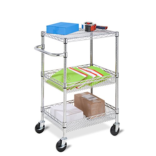Honey-Can-Do 3 Shelf Chrome Storage Cart Crt-01451 Chrome #TOP30