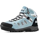 R CORD Womens Hiking Boots Waterproof Walking Shoes Ankle Booties Outdoor High Top Fashion Backpacking Lace Up Casual Warm Boot Blue Size 9.5